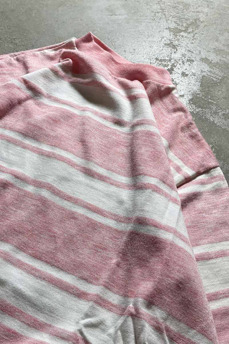MADE IN USA 90'S BORDER T-SHIRT / PINK [SIZE: XL USED]