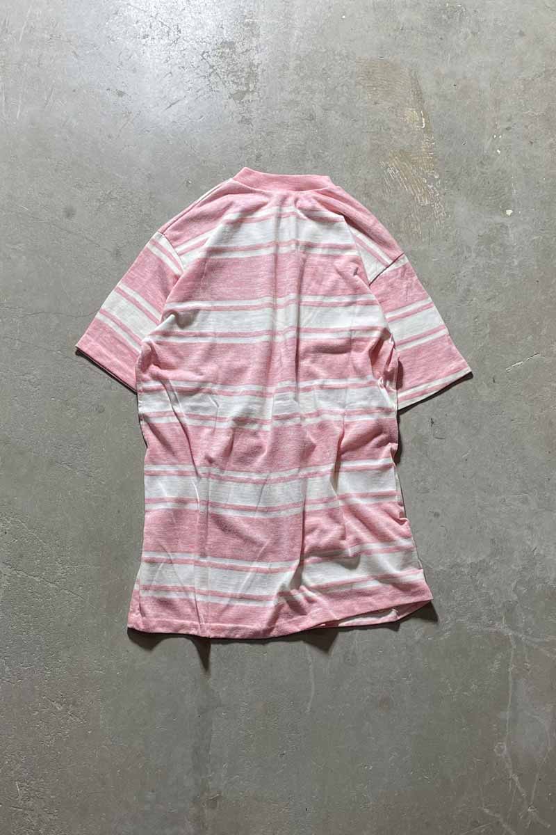 MADE IN USA 90'S BORDER T-SHIRT / PINK [SIZE: XL USED]