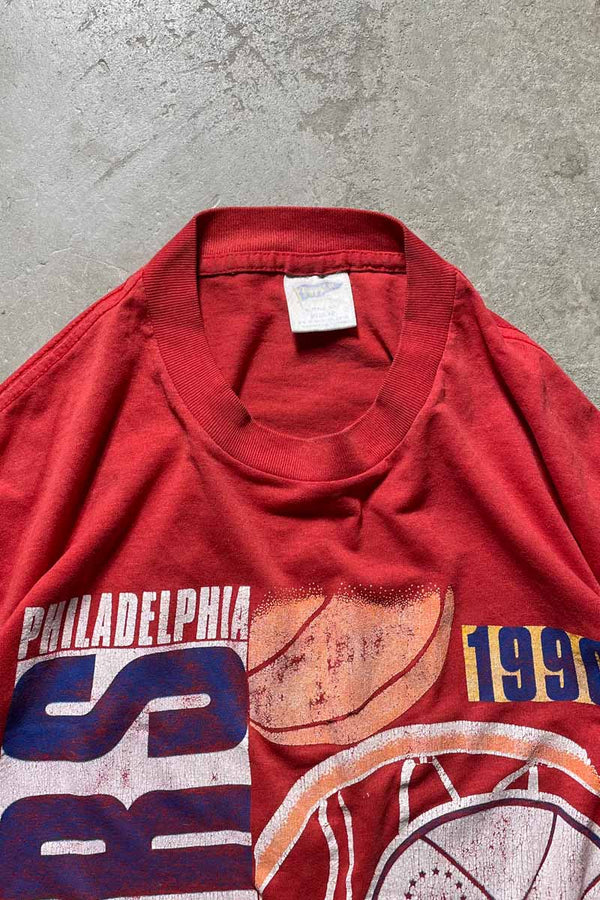 MADE IN USA 90'S 76ERS PRINT T-SHIRT / RED [SIZE: L USED]