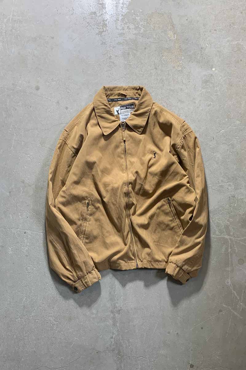 90'S VEGAN SUEDE ZIP JACKET / BEIGE [SIZE: L USED]
