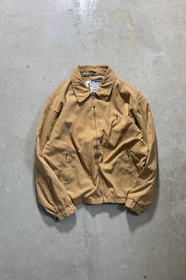 90'S VEGAN SUEDE ZIP JACKET / BEIGE [SIZE: L USED]