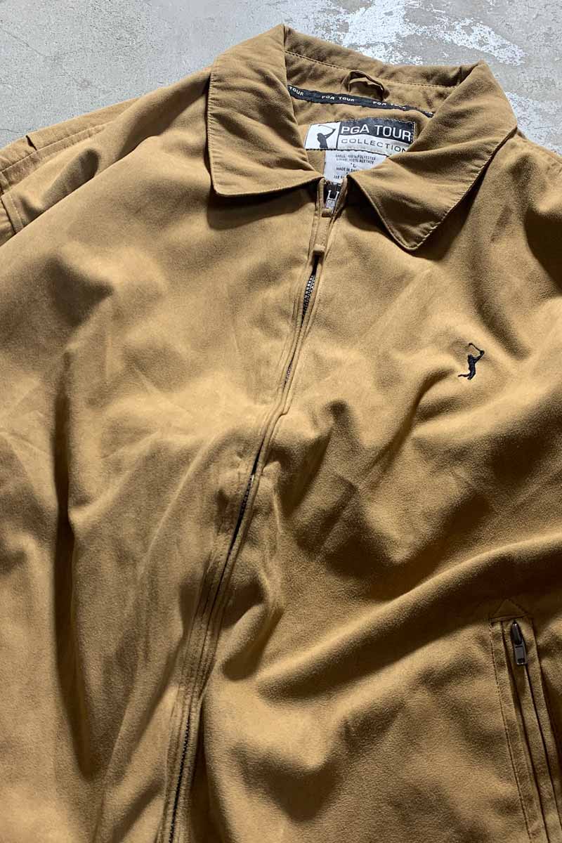 90'S VEGAN SUEDE ZIP JACKET / BEIGE [SIZE: L USED]