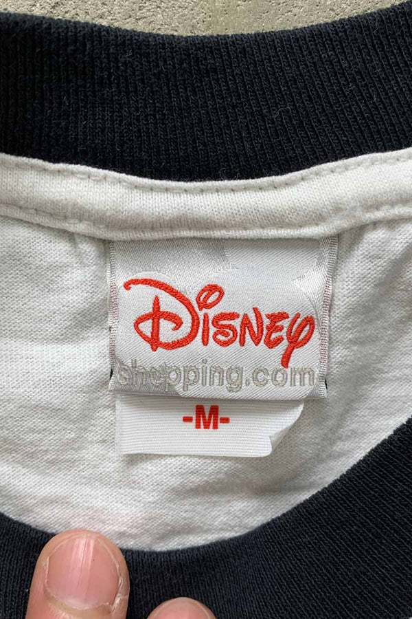 S/S MICKEY PRINT CHARACTER RINGER T-SHIRT / WHITE / BLACK [SIZE: M USED]