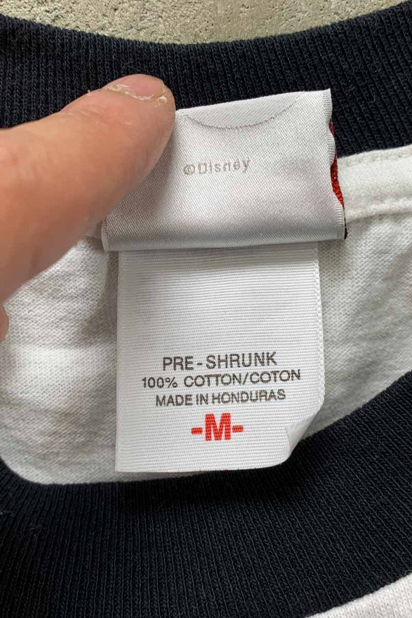 S/S MICKEY PRINT CHARACTER RINGER T-SHIRT / WHITE / BLACK [SIZE: M USED]