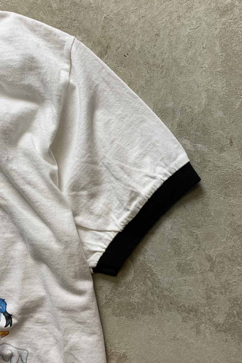 S/S MICKEY PRINT CHARACTER RINGER T-SHIRT / WHITE / BLACK [SIZE: M USED]