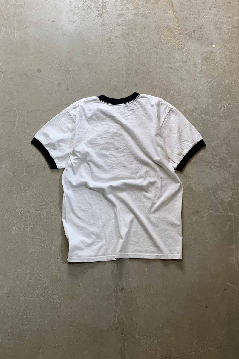 S/S MICKEY PRINT CHARACTER RINGER T-SHIRT / WHITE / BLACK [SIZE: M USED]