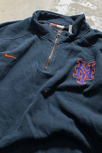 Y2K EARLY 00'S MLB NY METS HALF ZIP SWEATSHIRT / BLACK[SIZE: L USED]