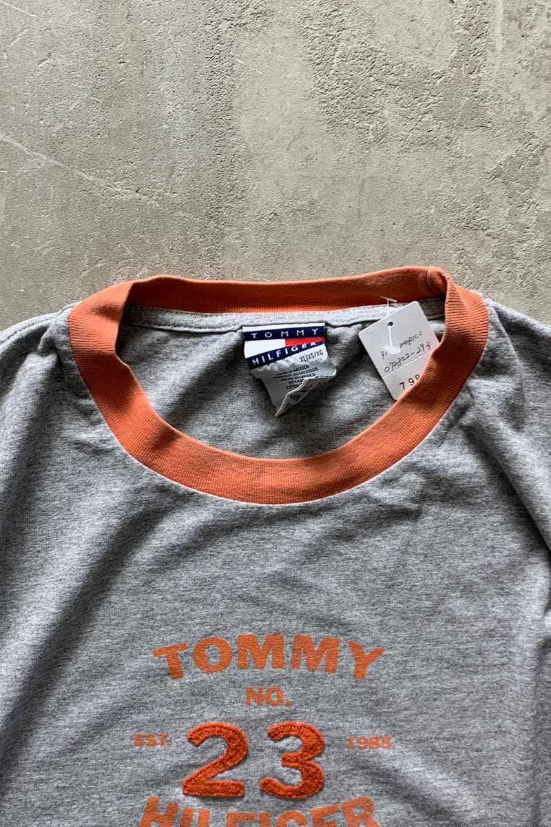 MADE IN MEXICO 90'S RINGER T-SHIRT / GRAY / ORANGE [SIZE: XL USED]