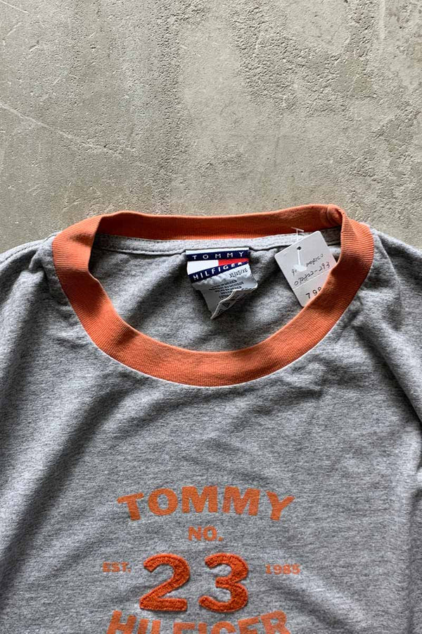 MADE IN MEXICO 90s RINGER T-SHIRT / GRAY / ORANGE [SIZE: XL USED]