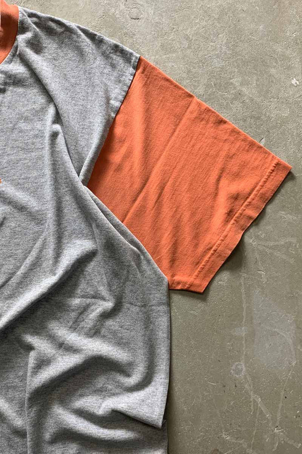 MADE IN MEXICO 90s RINGER T-SHIRT / GRAY / ORANGE [SIZE: XL USED]