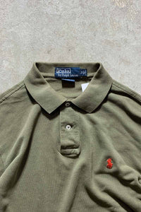 90'S L/S COTTON CUSTOM FIT POLO SHIRT / OLIVE [SIZE: M USED]