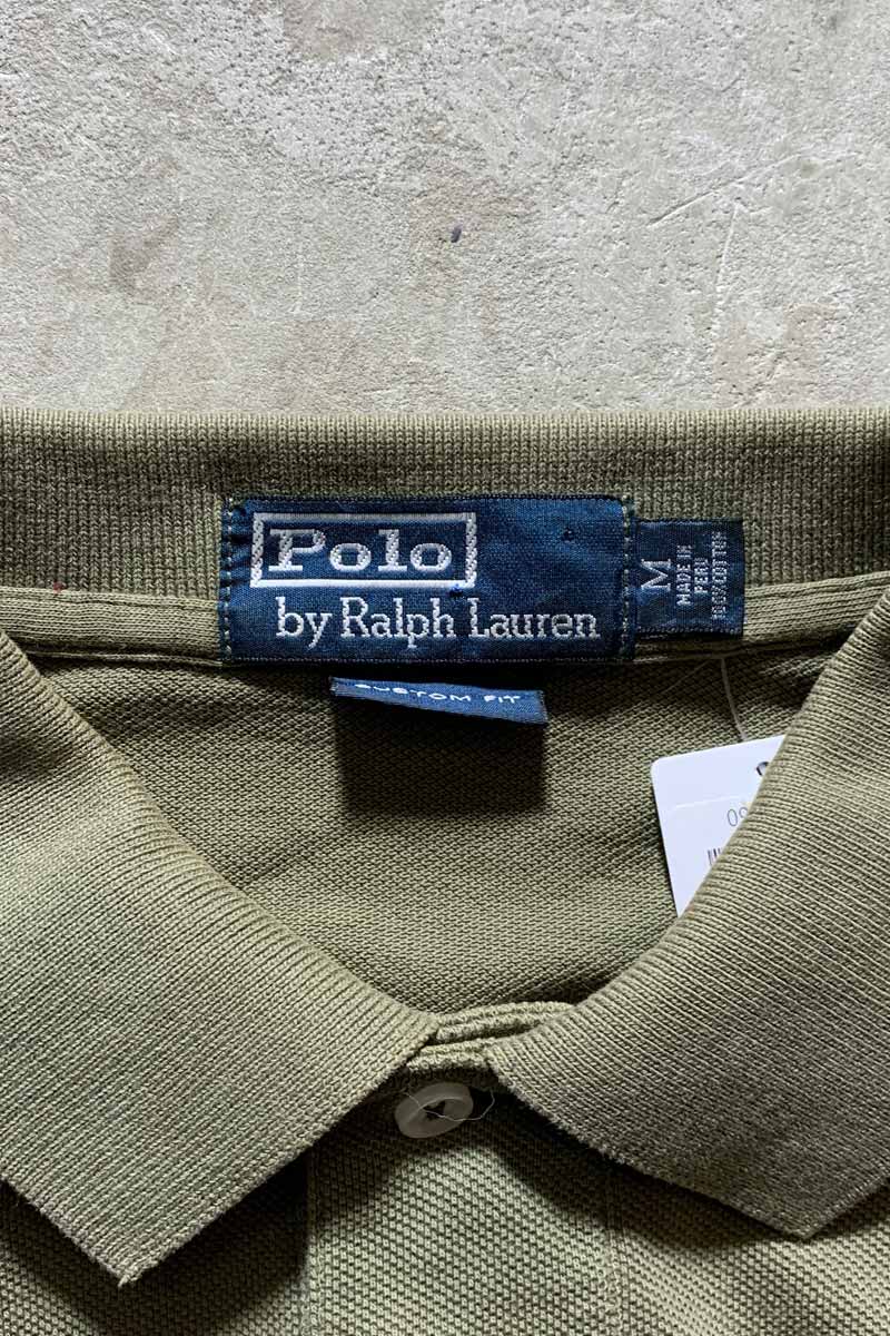 90'S L/S COTTON CUSTOM FIT POLO SHIRT / OLIVE [SIZE: M USED]