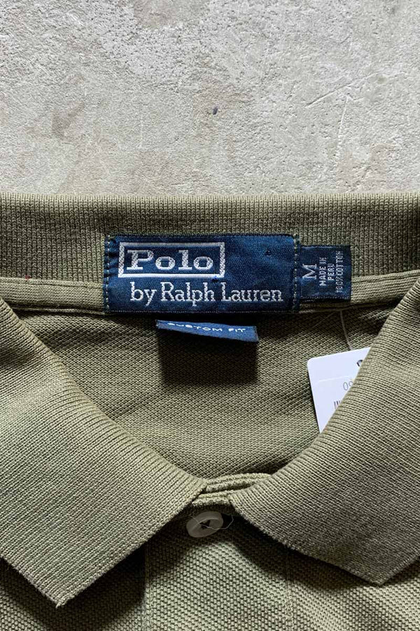 90'S L/S COTTON CUSTOM FIT POLO SHIRT / OLIVE [SIZE: M USED]