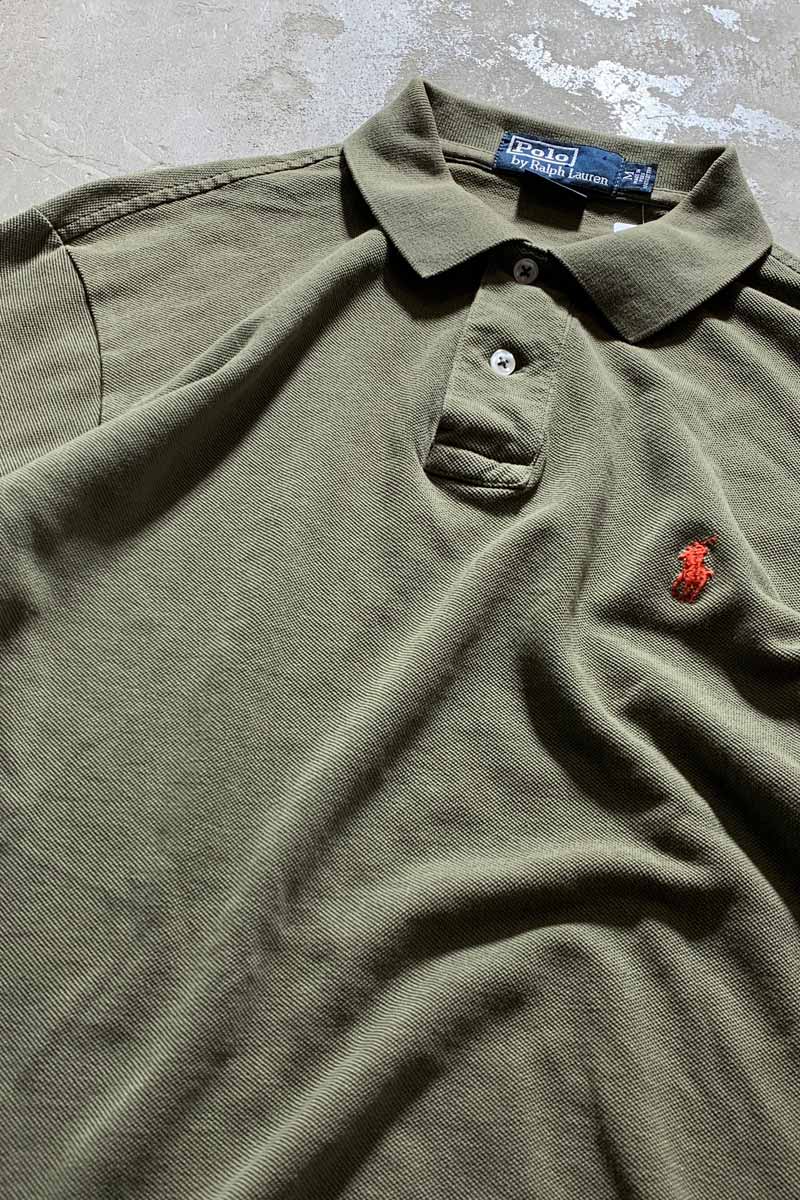 90'S L/S COTTON CUSTOM FIT POLO SHIRT / OLIVE [SIZE: M USED]
