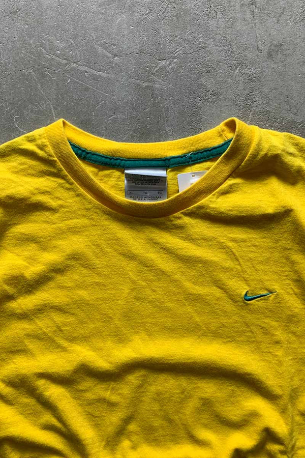 Y2K EARLY 00'S S/S ONE POINT LOGO T-SHIRT / YELLOW [SIZE: XL USED]