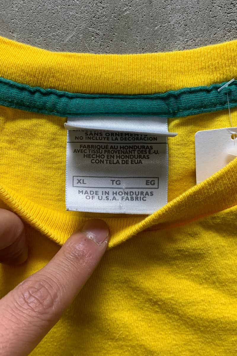 Y2K EARLY 00'S S/S ONE POINT LOGO T-SHIRT / YELLOW [SIZE: XL USED]