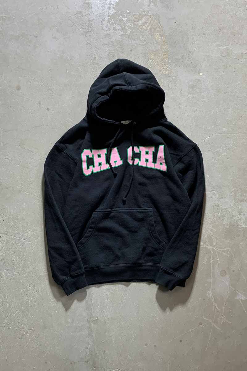 CHA CHA PRINT SWEAT HOODIE / BLACK [SIZE: M USED]