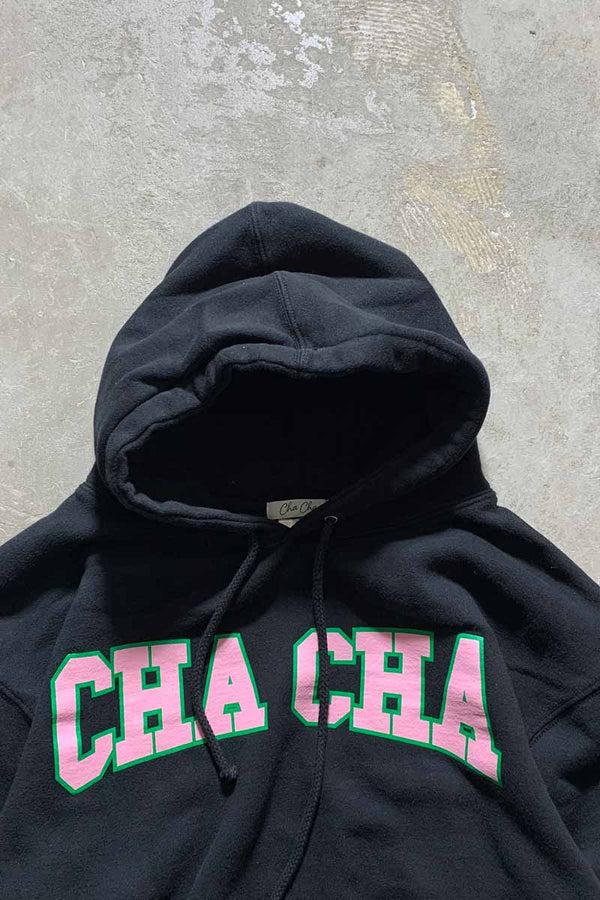 CHA CHA PRINT SWEAT HOODIE / BLACK [SIZE: M USED]