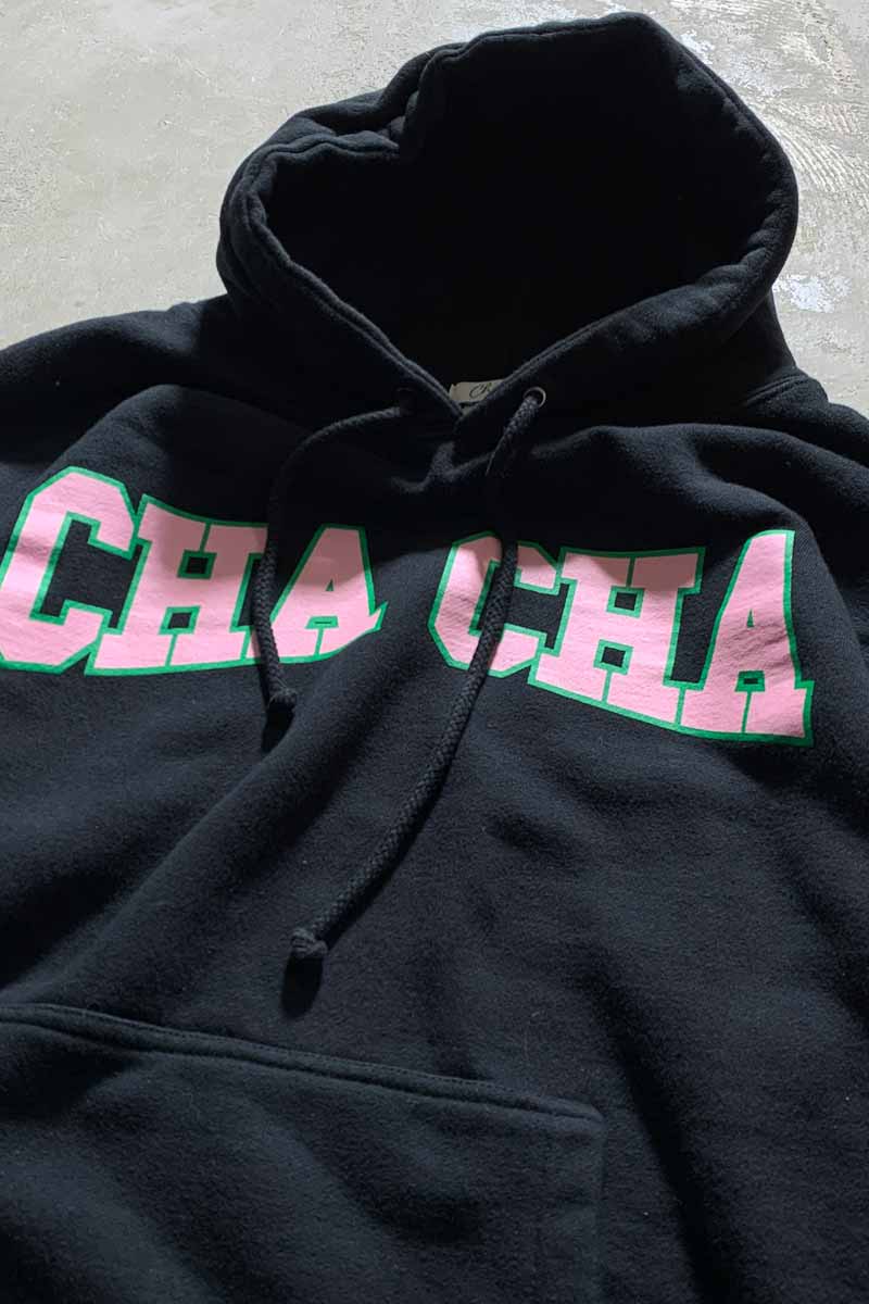 CHA CHA PRINT SWEAT HOODIE / BLACK [SIZE: M USED]