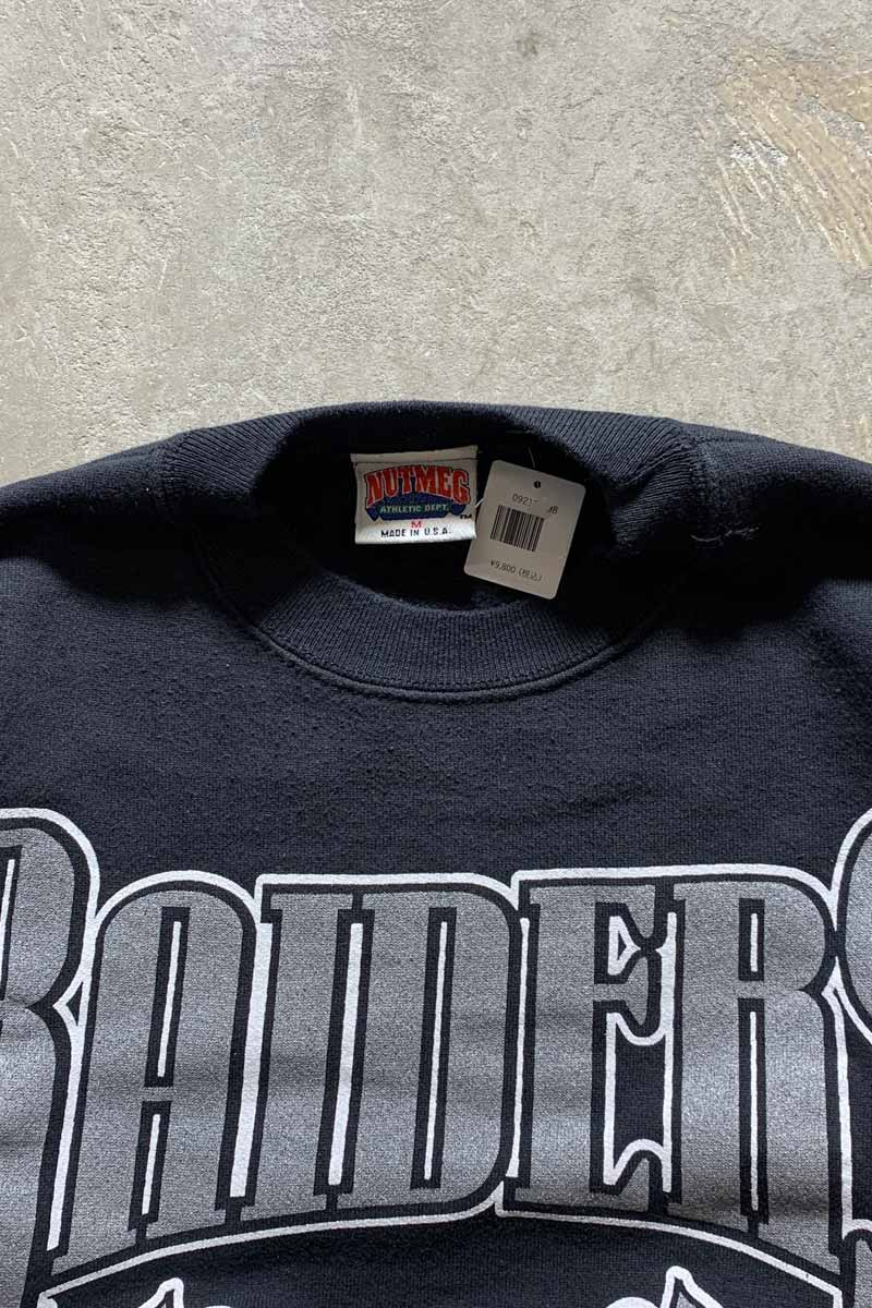 MADE IN USA 90'S NFL LA RAIDERS PRINT SWEATSHIRT / BLACK [SIZE: M USED]