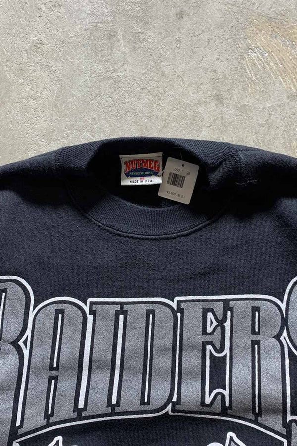 MADE IN USA 90'S NFL LA RAIDERS PRINT SWEATSHIRT / BLACK [SIZE: M USED]