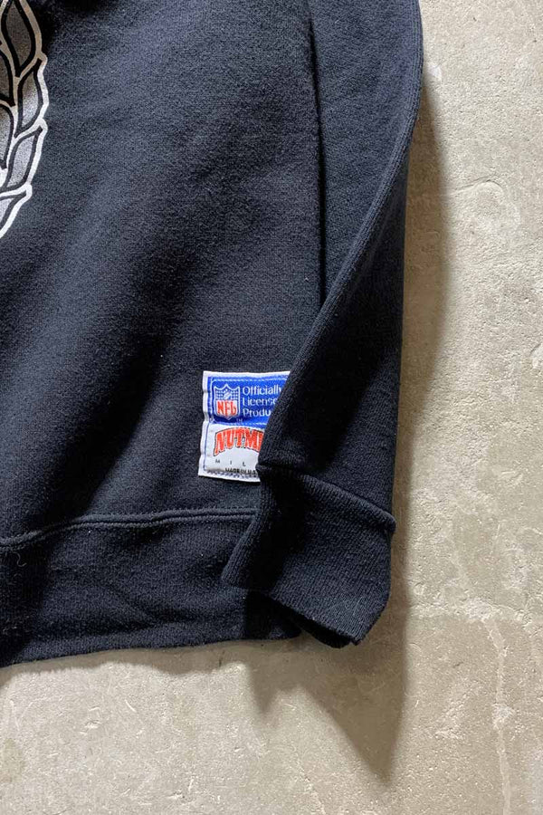MADE IN USA 90'S NFL LA RAIDERS PRINT SWEATSHIRT / BLACK [SIZE: M USED]