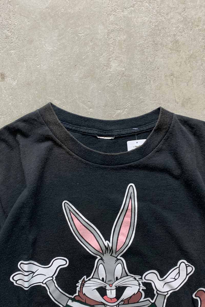 94'S S/S BUGS BUNNY & TASMANIAN DEVIL PRINT CHARACTER T-SHIRT / BLACK [SIZE: XL USED]