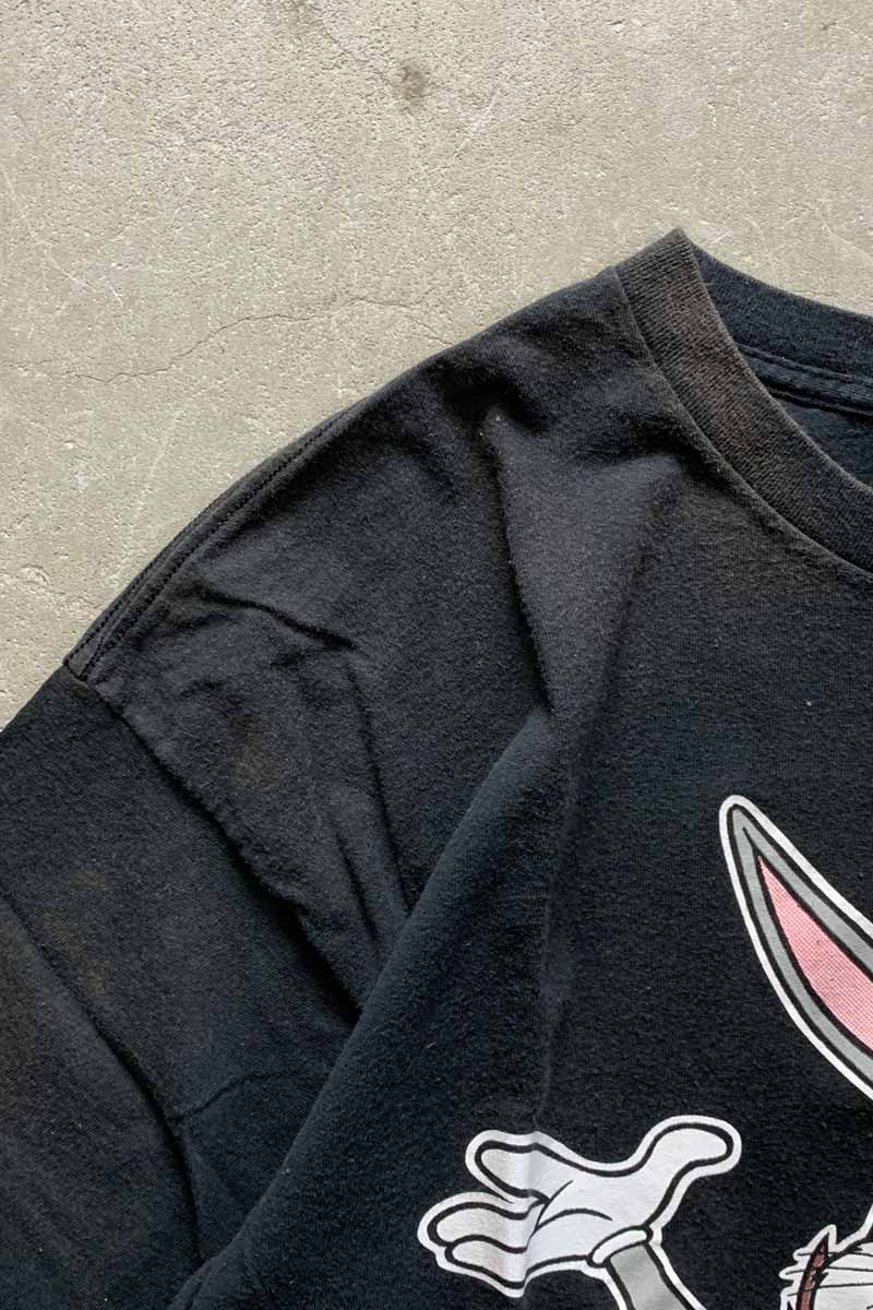 94'S S/S BUGS BUNNY & TASMANIAN DEVIL PRINT CHARACTER T-SHIRT / BLACK [SIZE: XL USED]