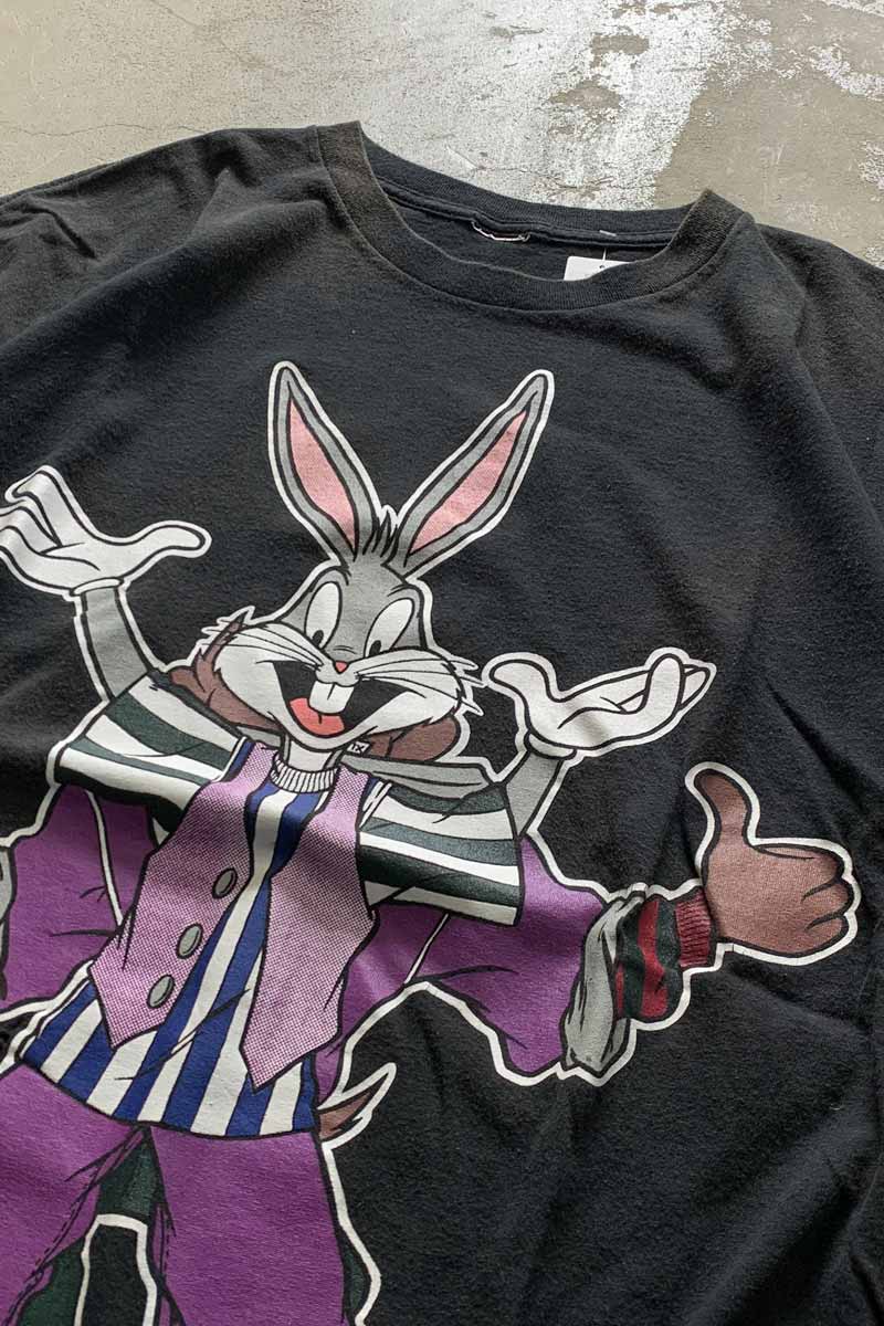 94'S S/S BUGS BUNNY & TASMANIAN DEVIL PRINT CHARACTER T-SHIRT / BLACK [SIZE: XL USED]