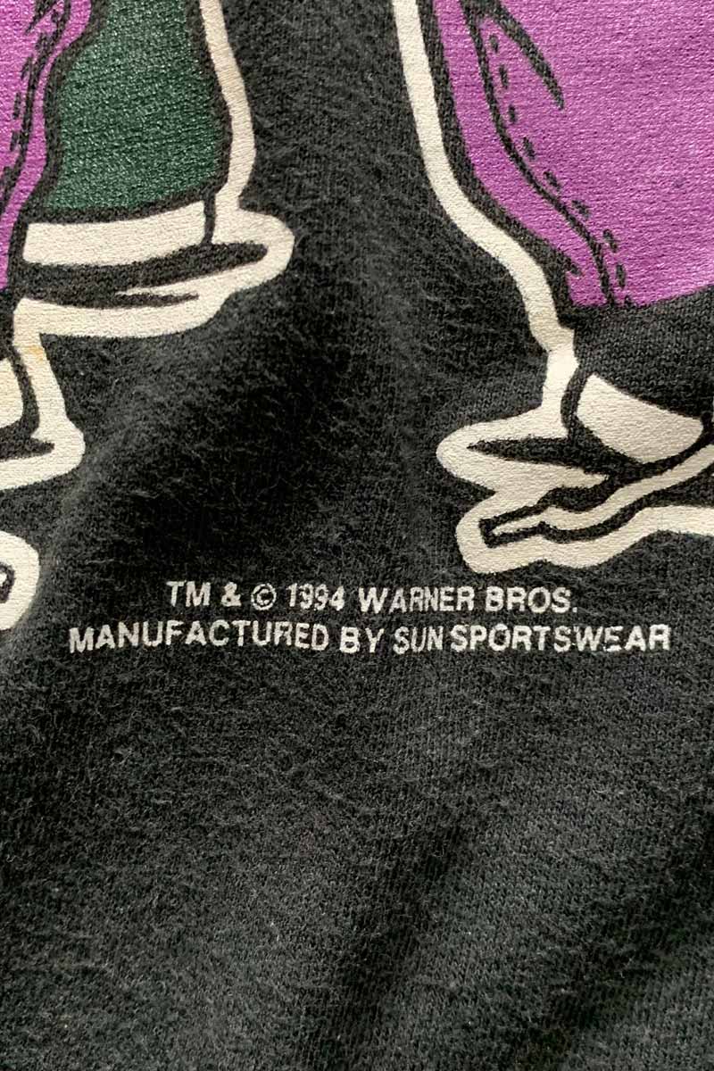 94'S S/S BUGS BUNNY & TASMANIAN DEVIL PRINT CHARACTER T-SHIRT / BLACK [SIZE: XL USED]