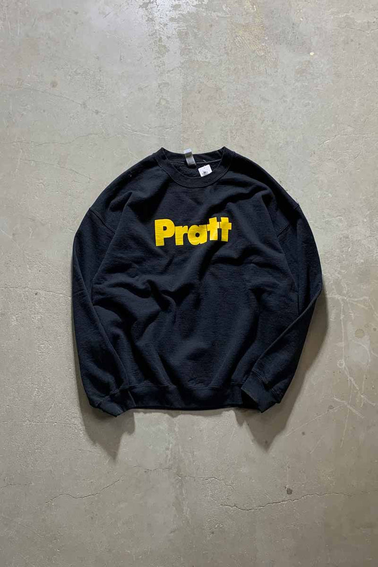 PRATT UNIVERSITY PRINT SWEATSHIRT / BLACK [SIZE: XL USED]