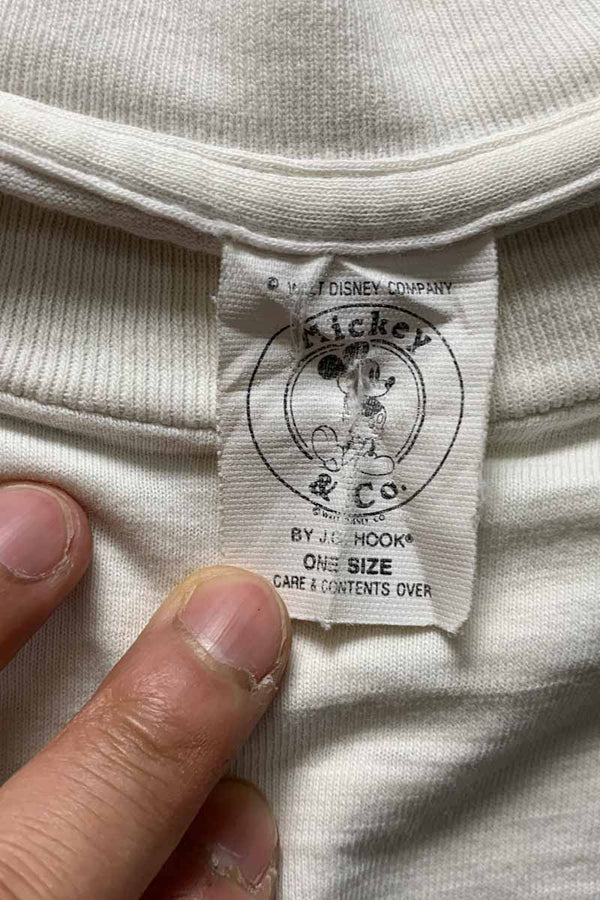 MADE IN USA 90'S S/S MICKEY PRINT MESSAGE T-SHIRT / WHITE [SIZE: XL USED]