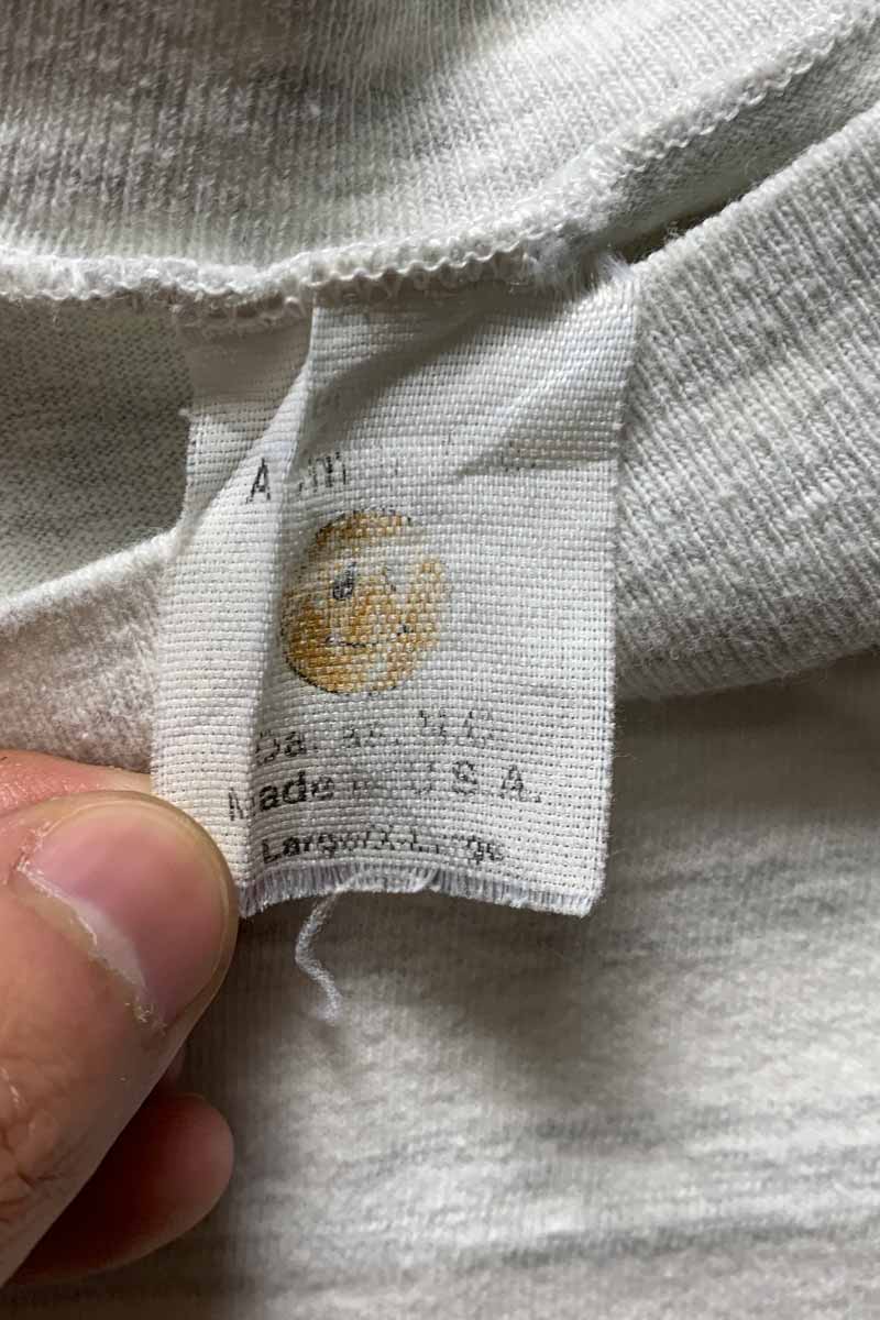 MADE IN USA 90'S S/S OAKLEY PRINT BORDER T-SHIRT / GRAY [SIZE: L USED]