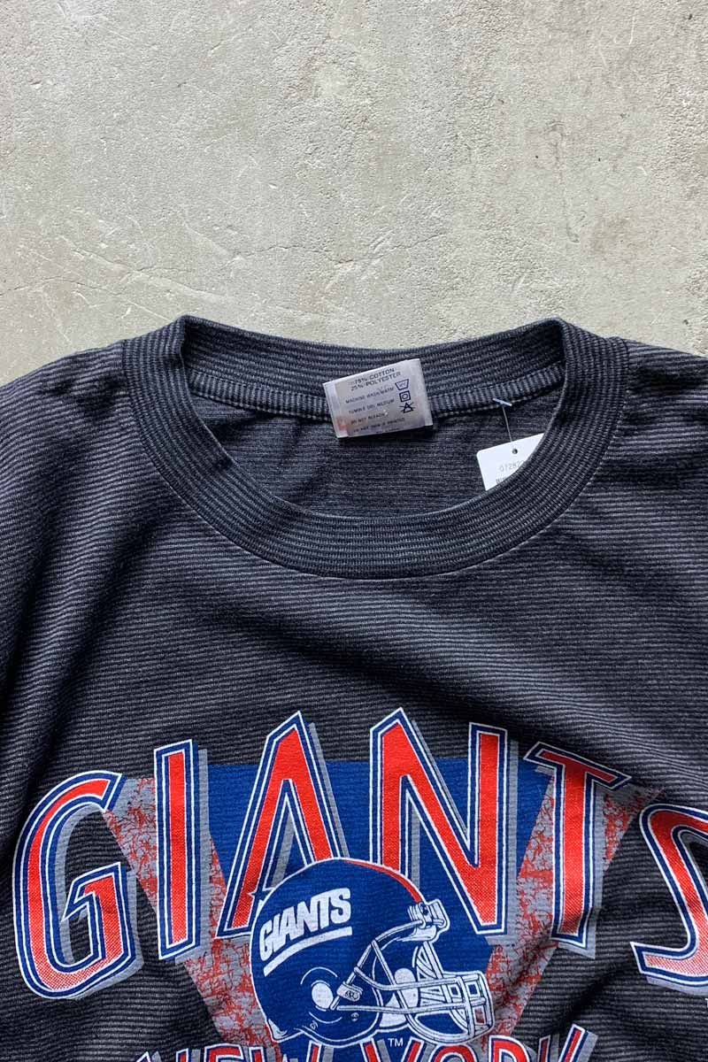 MADE IN USA 94'S S/S BORDER NFL NY GIANTS PRINT SPORTS T-SHIRT / BLACK [SIZE: XL USED]