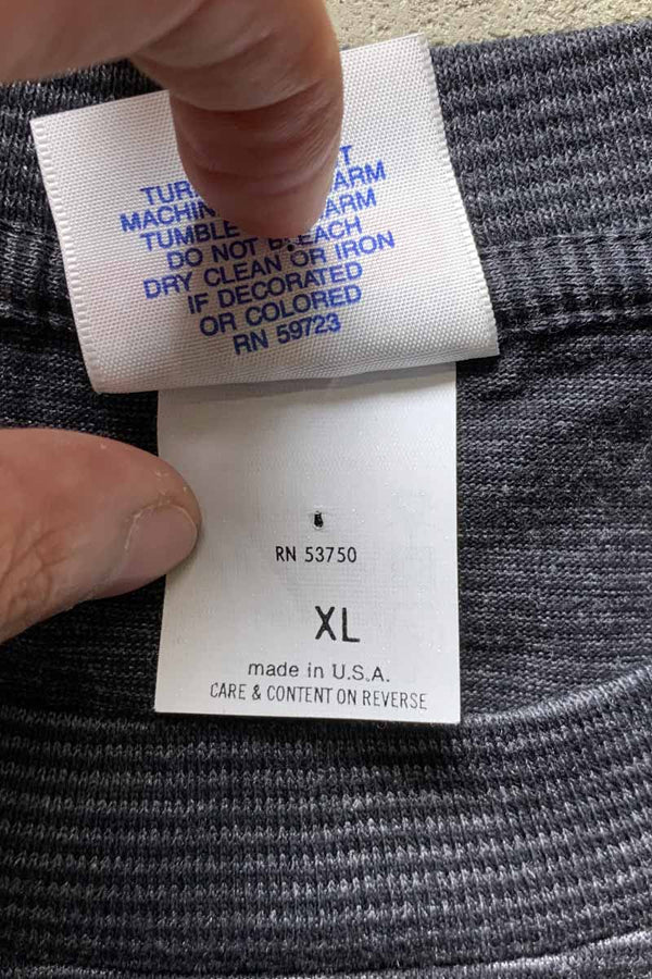 MADE IN USA 94'S S/S BORDER NFL NY GIANTS PRINT SPORTS T-SHIRT / BLACK [SIZE: XL USED]
