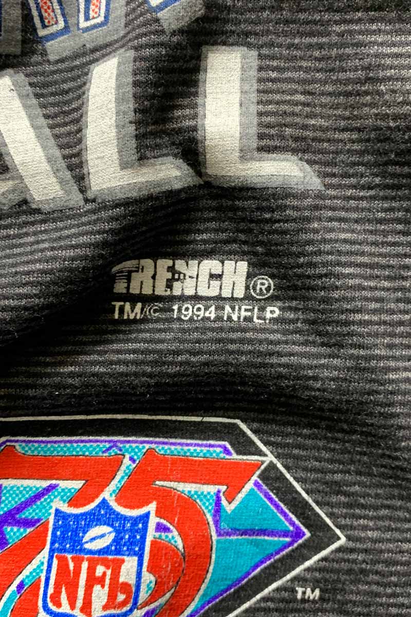 MADE IN USA 94'S S/S BORDER NFL NY GIANTS PRINT SPORTS T-SHIRT / BLACK [SIZE: XL USED]