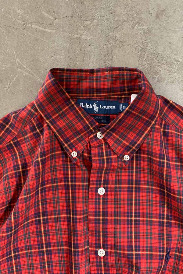 90'S L/S B.D COTTON CHECK BLAKE SHIRT / RED [SIZE: M USED]