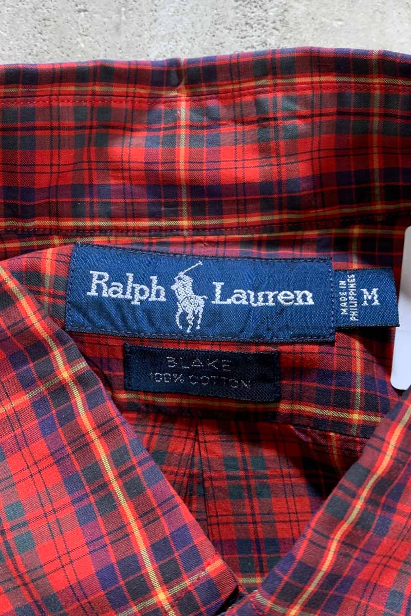 90'S L/S B.D COTTON CHECK BLAKE SHIRT / RED [SIZE: M USED]