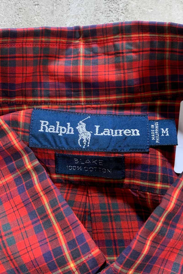 90'S L/S B.D COTTON CHECK BLAKE SHIRT / RED [SIZE: M USED]