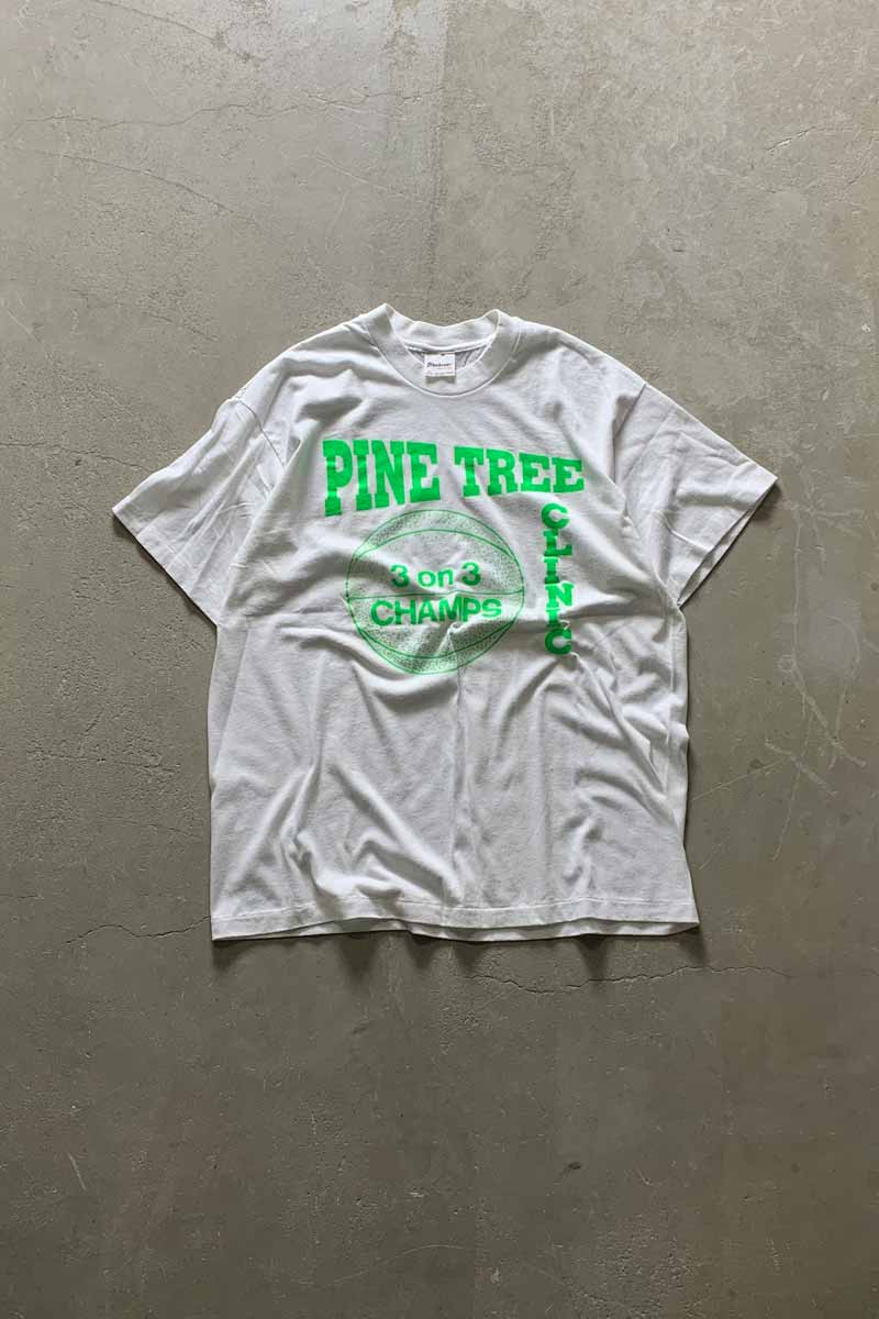 MADE IN USA 80'S S/S PINE TREE PRINT T-SHIRT / WHITE [SIZE: XL USED]