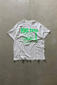 MADE IN USA 80'S S/S PINE TREE PRINT T-SHIRT / WHITE [SIZE: XL USED]