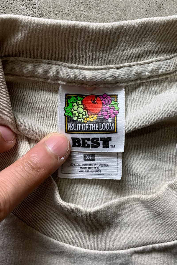 MADE IN USA 96'S S/S DERBY ON THE BRAIN ART T-SHIRT / BEIGE [SIZE: XL USED]