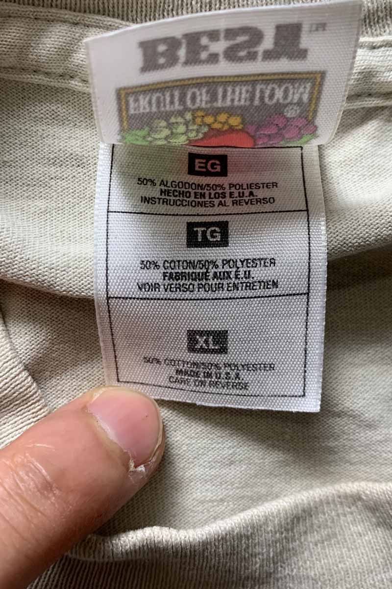 MADE IN USA 96'S S/S DERBY ON THE BRAIN ART T-SHIRT / BEIGE [SIZE: XL USED]