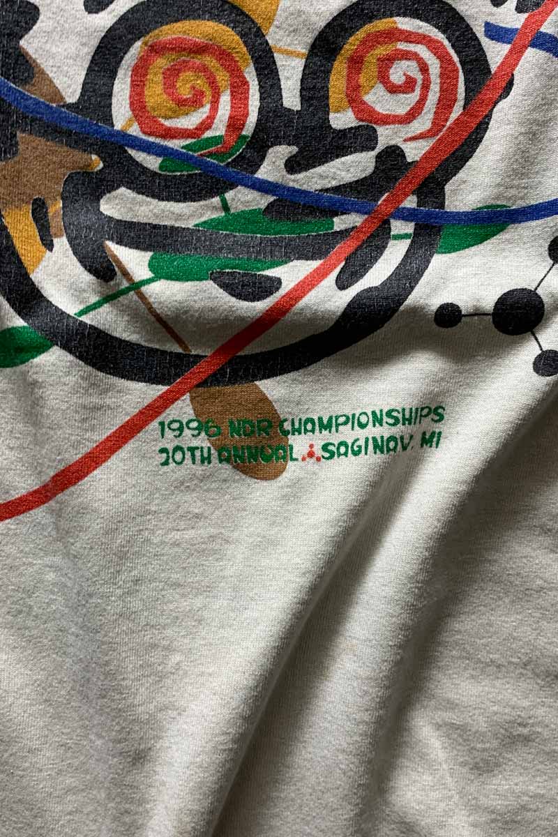 MADE IN USA 96'S S/S DERBY ON THE BRAIN ART T-SHIRT / BEIGE [SIZE: XL USED]