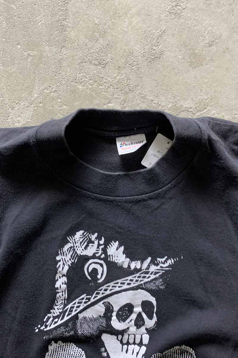 MADE IN USA 80'S S/S SKULL PRINT T-SHIRT / BLACK [SIZE: XL USED]