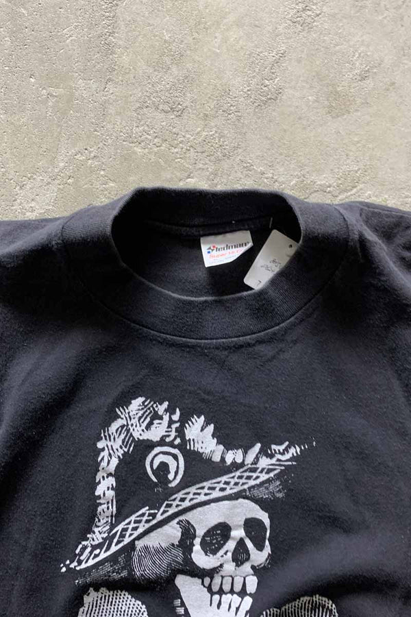 MADE IN USA 80'S S/S SKULL PRINT T-SHIRT / BLACK [SIZE: XL USED]
