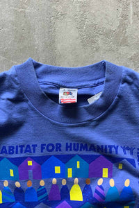 MADE IN USA 90'S S/S HABITAT FOR HUMANITY PRINT T-SHIRT / PURPLE [SIZE: L USED]