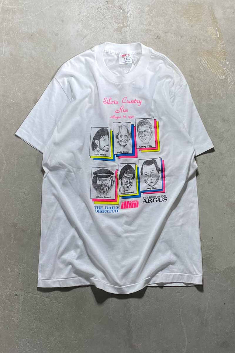 MADE IN USA 90'S S/S SILVIS COUNTRY MUSIC FESTIVAL PRINT T-SHIRT / WHITE [SIZE: XL USED]