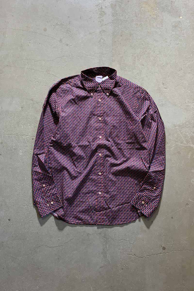 L/S B.D. DESIGN COTTON SHIRT / NAVY [SIZE: M USED]