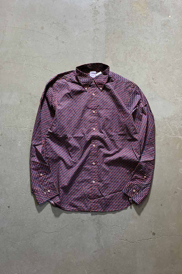 L/S B.D. DESIGN COTTON SHIRT / NAVY [SIZE: M USED]